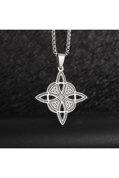 Choice AL21019-Silver Stainless Steel Witchy Witch Knot Moon Pendant Necklace Women's Charm Fashion Nordic