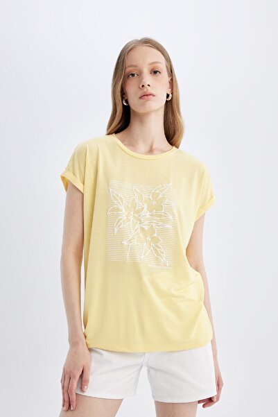 DeFacto Μπλουζάκι με κοντό μανίκι με λαιμόκοψη C9418ax24sm