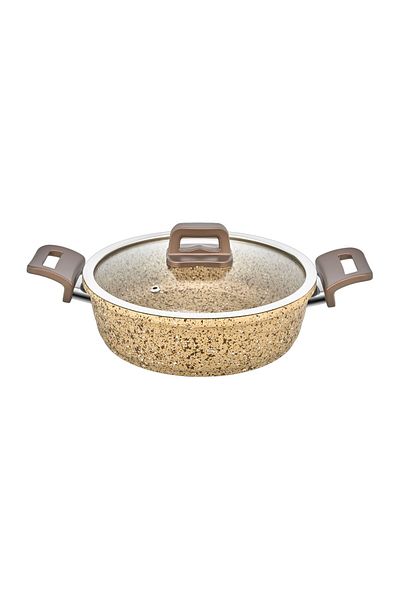 FİTHOME 30 cm Granite Cast Iron Pan and Pot Set Fireproof and Edible