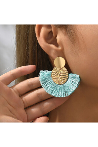 Choice lake green Fashion Bohemian Big Tassel Dangle White Fringe Female Earr...