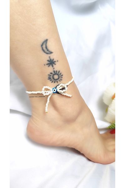 MYSTERY TAKI AKSESUAR Evil Eye Beaded Bow Anklet