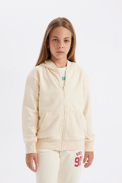 DeFacto School Cardigan for Girls - Solid Hood, Zipper and Pocket C8110A824Au