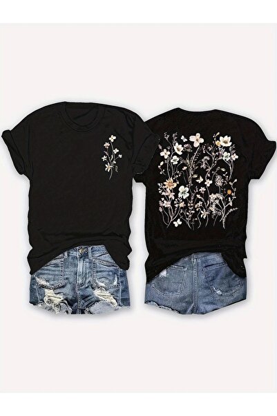 LAND MODA Casual μπλουζάκι με φλοράλ στάμπα για γυναίκες - Μαλακό μείγμα ραγι...