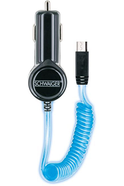 Schwaiger Araba şarj aleti Micro usb led isikli 1m spiral kablo Marka Kalite
