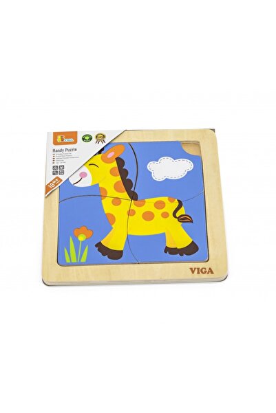 Viga Puzzle din lemn din 4 piese mari - girafa