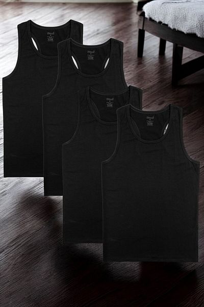 Kom Men's Modal Fabric 4-Piece Halter Neck Tank Top Set