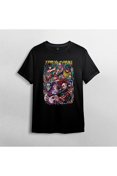 Pixxa Demon Slayer Kimetsu No Yaiba Unisex 100% βαμβακερό μπλουζάκι με λαιμόκοψη μοντέλο 5