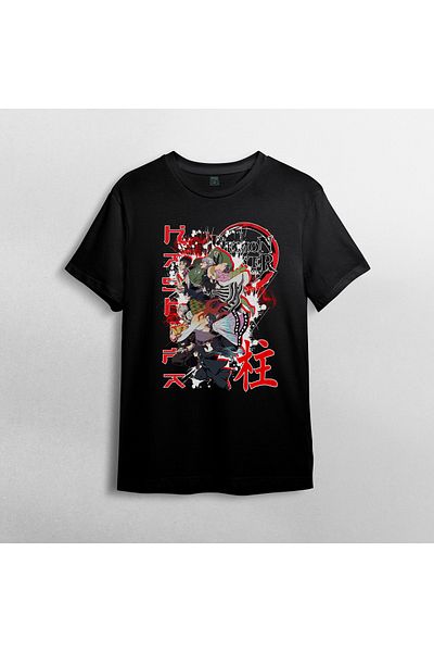 Pixxa Unisex 100% βαμβακερό μπλουζάκι με λαιμόκοψη kimetsu No Yaiba Model 3