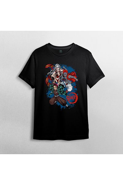 Pixxa Unisex 100% βαμβάκι Kimetsu No Yaiba T-Shirt και μοντέλο με λαιμόκοψη 4