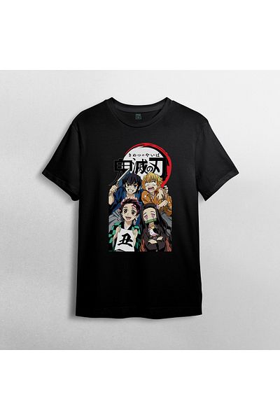 Pixxa Unisex 100% βαμβάκι Kimetsu No Yaiba T-shirt και μοντέλο με λαιμόκοψη 15