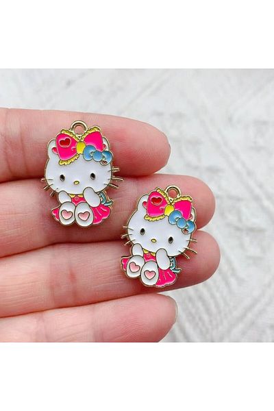 Choice 6 10pcs Hello Kitty Kawaii New Cartoon Animal Earring Pendant Diy Keychain Necklace Pendant Charm F.