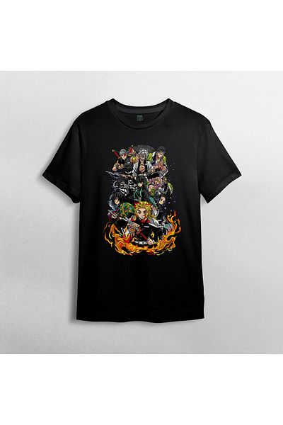 Pixxa Unisex 100% βαμβάκι Kimetsu No Yaiba T-Shirt και μοντέλο με λαιμόκοψη 14