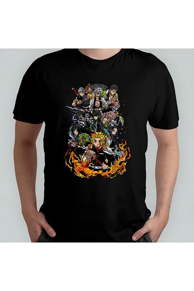Pixxa Unisex 100% βαμβάκι Kimetsu No Yaiba T-Shirt και μοντέλο με λαιμόκοψη 14