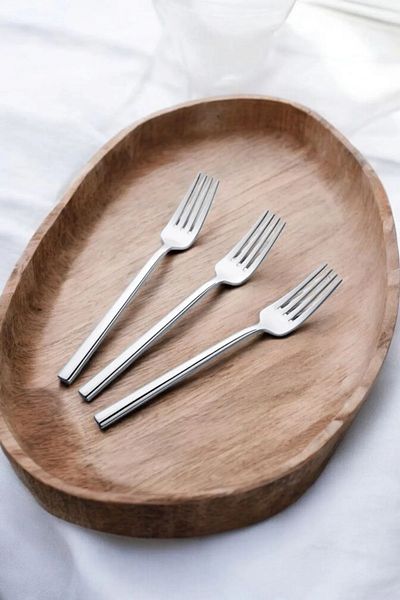Gülçelik Set of 6 Dessert Fork Breakfast Fork Flat Bar Model (Stainless Steel)