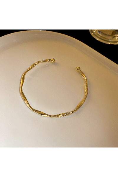 Choice أساور ملتوية من الفولاذ المقاوم للصدأ باللون الذهبي من الخيزران، سوار ...