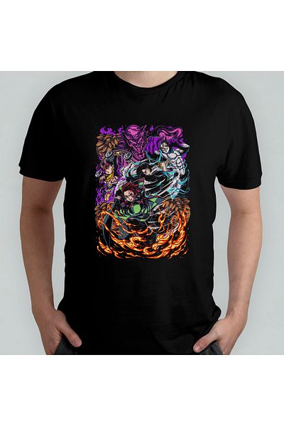 Pixxa Unisex 100% βαμβάκι Kimetsu No Yaiba T-Shirt και μοντέλο με λαιμόκοψη 6