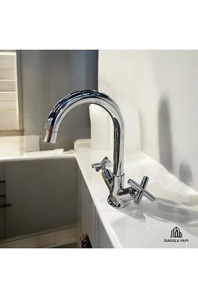 İSAOĞLU YAPI Classic Vintage Sink Faucet, Brass Material and 5 Years Warranty