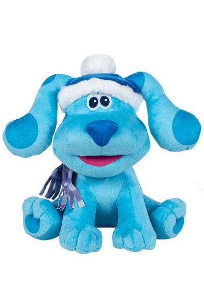 Play By Play Blue plush toy with fez and scarf, Blue and You's Riddles!, 23 cm