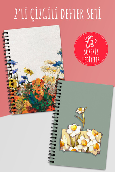 Anime Marketi مجموعة من 2 دفاتر ملاحظات مخططة - مقاس A5 50 ورقة و100 صفحة مجم...