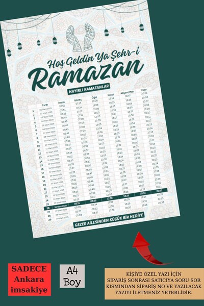 Emtory Home Ankara İmsakiye | 5 Adet Kişiye Özel 2025 Ankara İmsakiye - Kurumsal Ramazan İmsakiye Hediye