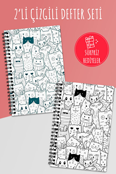 Anime Marketi مجموعة من 2 دفاتر ملاحظات مخططة - مقاس A5 50 ورقة و100 صفحة مجم...