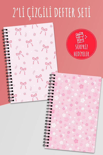 Anime Marketi مجموعة من 2 دفاتر ملاحظات مخططة - مقاس A5 50 ورقة و100 صفحة مجم...