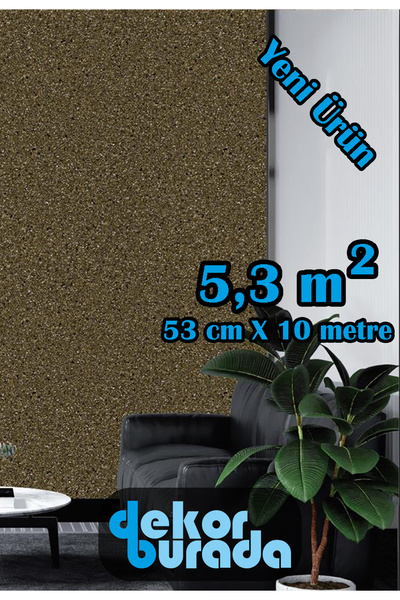 dekorburada Kaliteli Silinebilir Kahverengi Mantar Desenli Duvar Kağıdı (5,3m2)