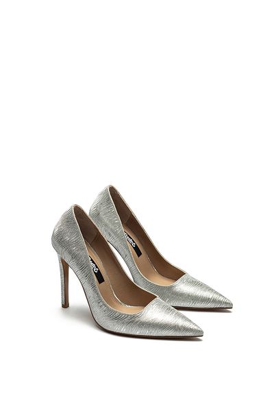 Dedos Women's Pointed Toe Shiny Glitter Thin High Heel Stiletto Shoes 4100
