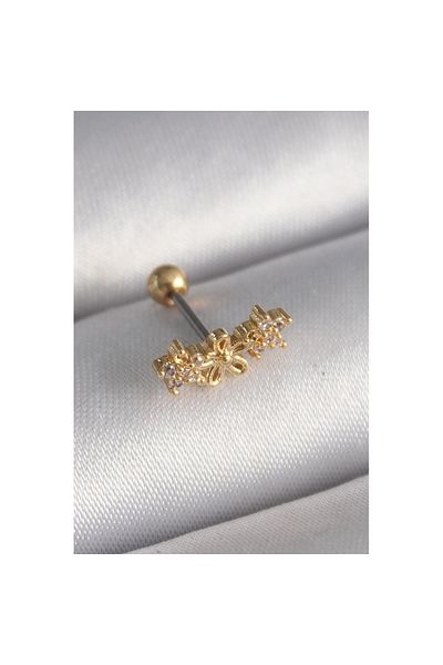 Skygo 316L Steel Gold Color Zircon Stone Flower Tragus Piercing - Tj-Pr1246
