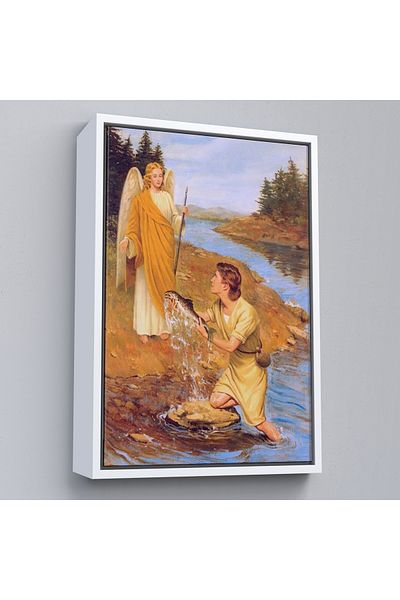 Harita Sepeti White Framed Archangel Saint Raphael Wall Painting