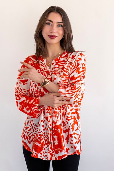 citycenterfashion Large Size Fold Sleeve Shirt - 100% Cotton Organic Linen cty-akc-uzd1