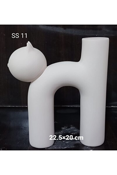 Eymen Hobi Sevimli ve Şık 22.5×20 cm Seramik Kedi Vazo -Özel Tasarım