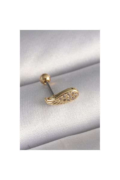 Skygo 316L Steel Gold Color Zircon Stone Wing Tragus Piercing - Tj-Pr1268