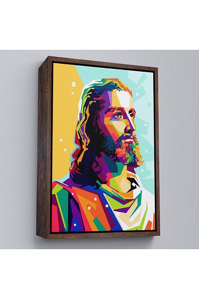 Harita Sepeti Pictură murală colorată Isus Hristos cu cadru alb, Isus Hristos
