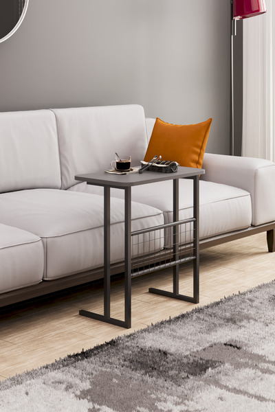 interGO Metal Ayaklı Laptop Sehpası Koltuk Sehpası Kahvaltı Masası Çalışma Sehpası - Koyu Gri