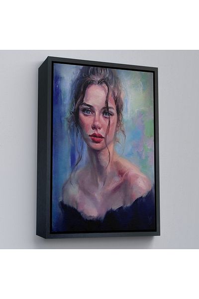 Harita Sepeti Femeie frumoasă cu ochi colorați cu cadru alb Pictură decorativă de perete