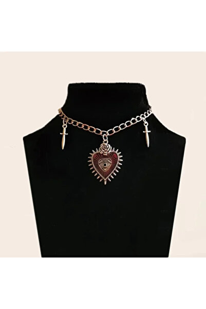 Choice YA4070 Goth Gothic Peach Heart Flower Sword Eye Cross Pendant Choker C...