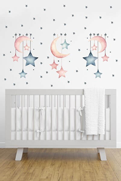 esatoys Set de autocolante pentru camera copiilor cu tematică stea și lună