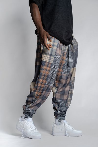 SUPERBLUE Unisex Etkink Pattern Figured Summer Wrap Baggy Trousers