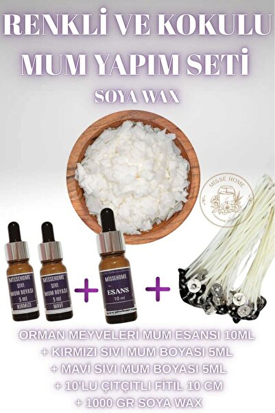 Misse %100 Natürel, 1000gr Soya Wax Aromaterapi Doğal Mum Yapımı Seti Mum Yap...