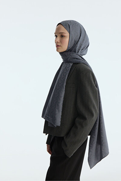 MODA Silky Jacquard Nora Pattern Shawl - Dark Gray