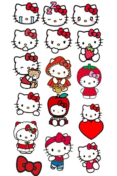Online 197 tane Kuromi Hello Kitty Prenses Sticker etiket set(6 Sayfa)