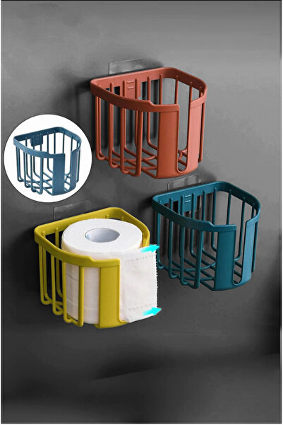 meyre Kendinden Yapışkanlı Tuvalet Kağıtlığı, Peçetelik Saksı Suya Dayanıklı Çok Fonksiyonlu Organizer Raf