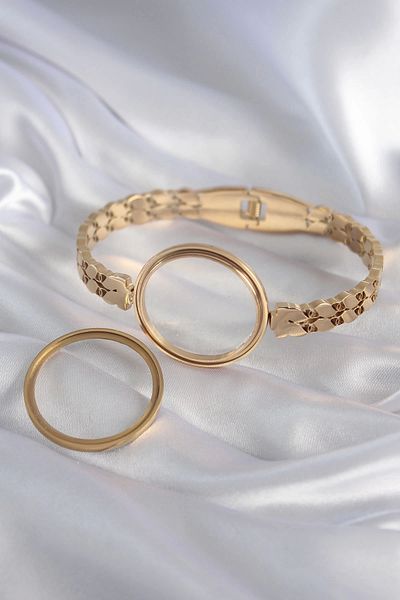 Clariss 316l Steel Gold Color Barley Embroidery Openable Bell Jar Model Women's Handcuffs