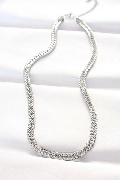 Clariss 316L Steel Silver Color Fish Back Chain Necklace