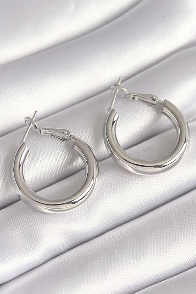 Clariss Brass Silver Color Hoop Model Women's Earrings