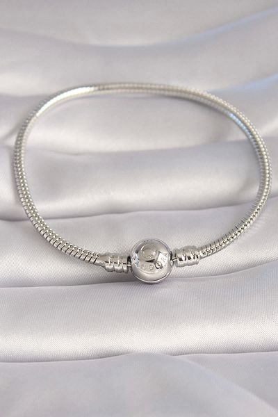 Clariss Brass Silver Color Processing Detail Charm Model Women's Bracelet