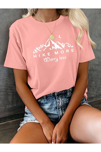 LAND MODA Γυναικείο γραφικό μπλουζάκι "Περπατήστε περισσότερο, να ανησυχείτε ...