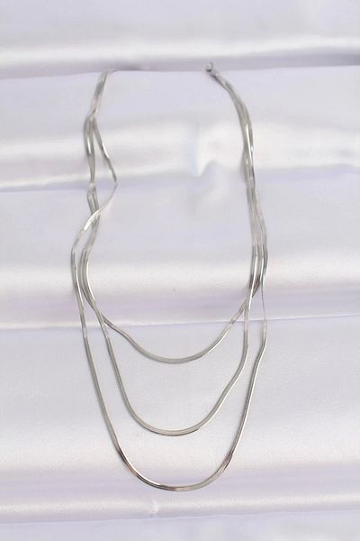 Clariss 316L Steel Silver Color Italian Chain Multiple Necklace
