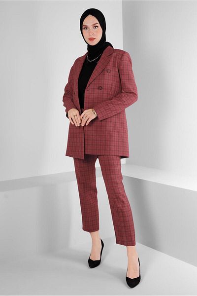 Alvina PLAID PATTERNED BUTTONED DOUBLE PANTSET 30307